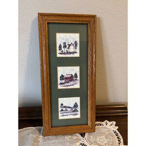 Framed M. Frey Triple Farm Picture